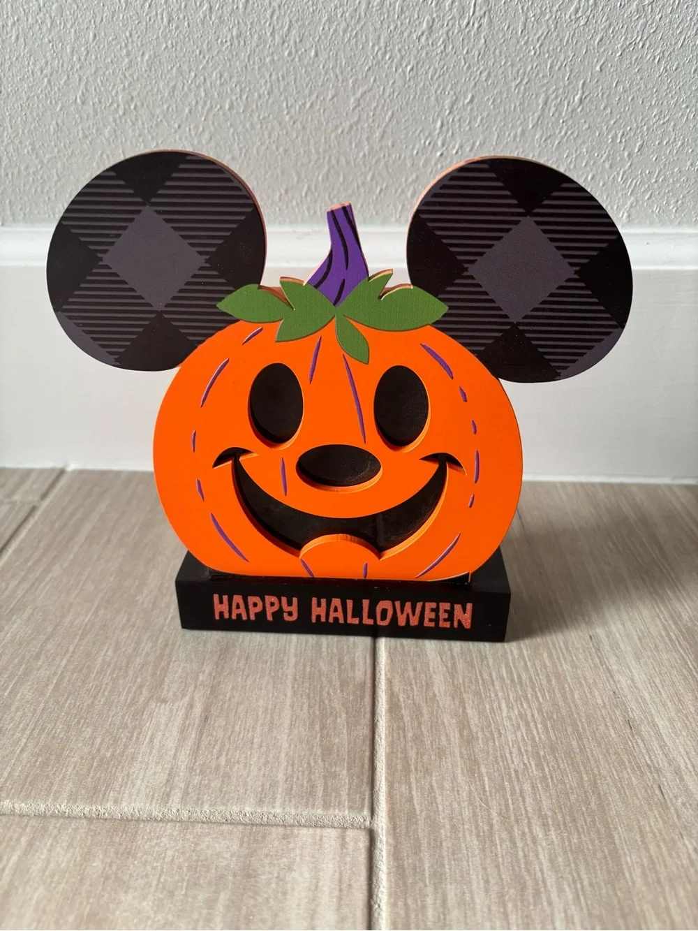 Official Disney Happy Halloween Orange Pumpkin Light Up Mickey Decor